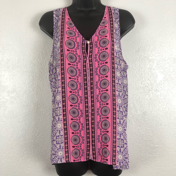 Everly Tops - EVERLY shirt blouse semi sheer geometric boho Sz M